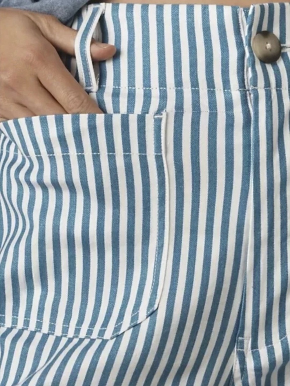Maeve Anthropologie Blue and White Striped Cropped Wide-Leg Pants 30 Colette - Picture 2 of 16